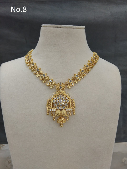 Gold Necklace Set/ gold polki necklace Indian tishi Jewellery