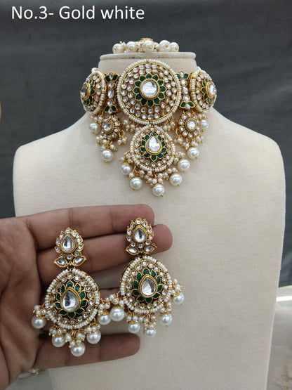 Ivory Gold White Kundan Choker Nili Indian Jewellery Set