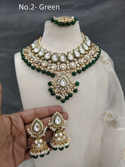 Green Kundan Necklace Jewellery Set/ Gold kundan Indian jewellery kundan kity sets