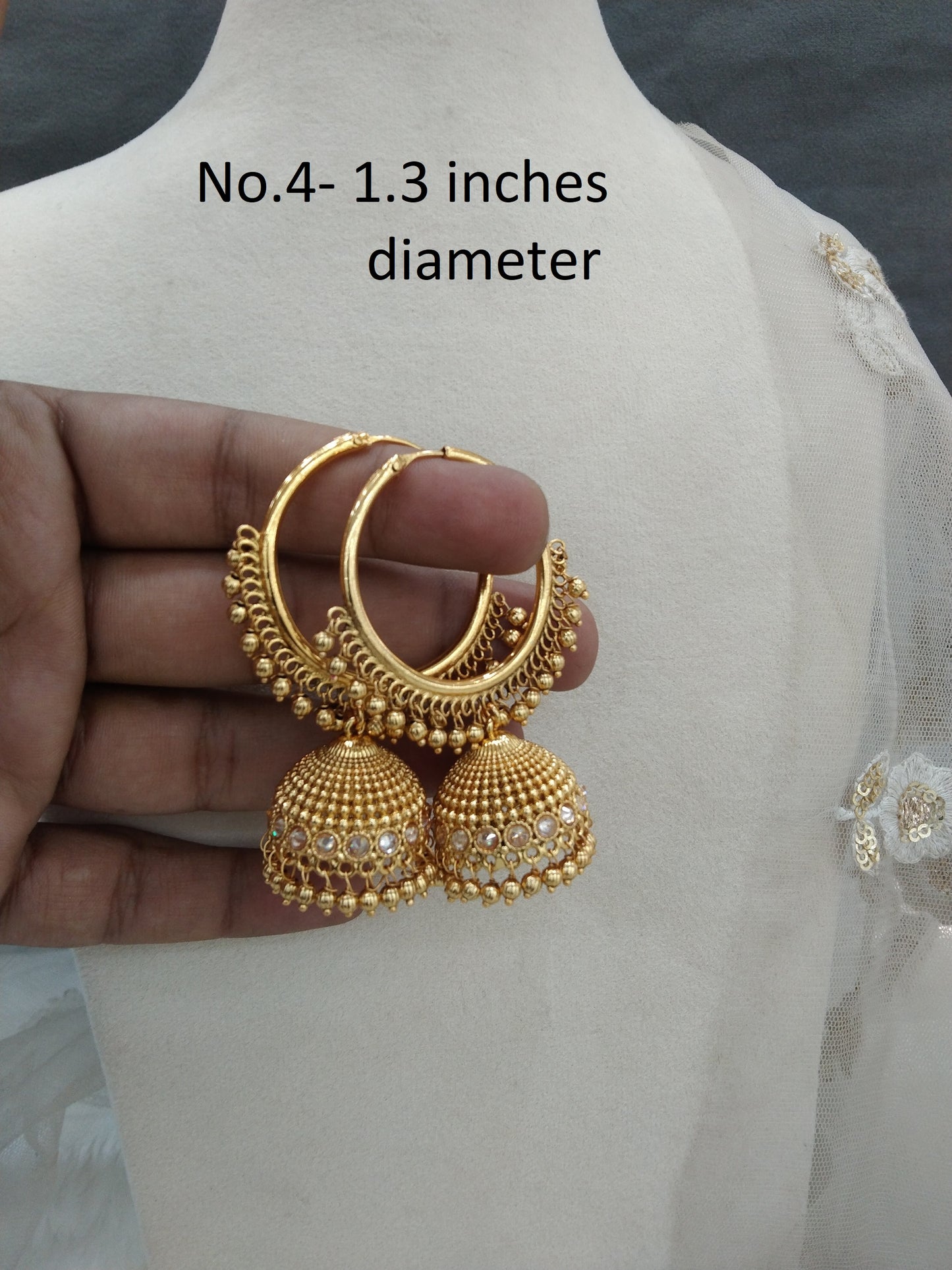 Gold finish Balli Jhumka Earrings  /Indian Jhumka Set/Punjabi Indian Jewellery/Jhumki Set