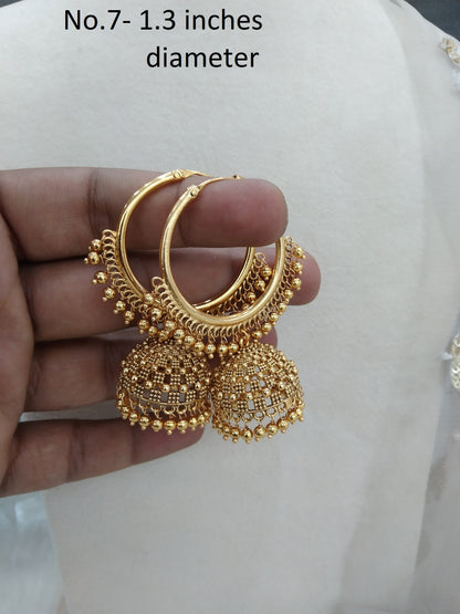 Gold finish Balli Jhumka Earrings  /Indian Jhumka Set/Punjabi Indian Jewellery/Jhumki Set