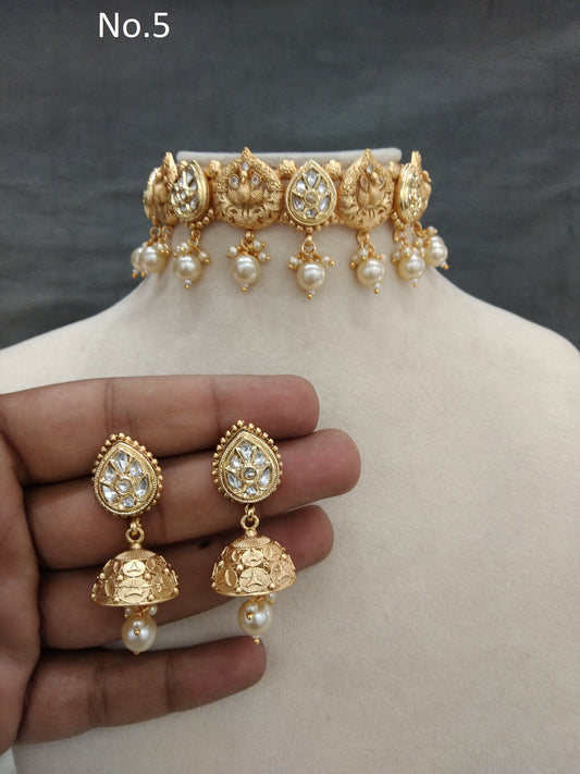 Gold polki kundan choker Jewellery set/ Gold choker sites set