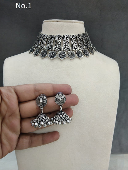 Oxidized silver necklace Set/ antique silver tribal Indian bridal seema Jewellery