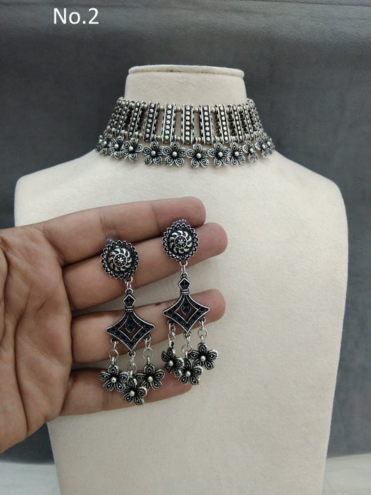 Oxidized silver necklace Set/ antique silver tribal Indian bridal seema Jewellery