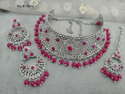 Silver choker Set/ Silver rani choker set Indian solo Jewellry