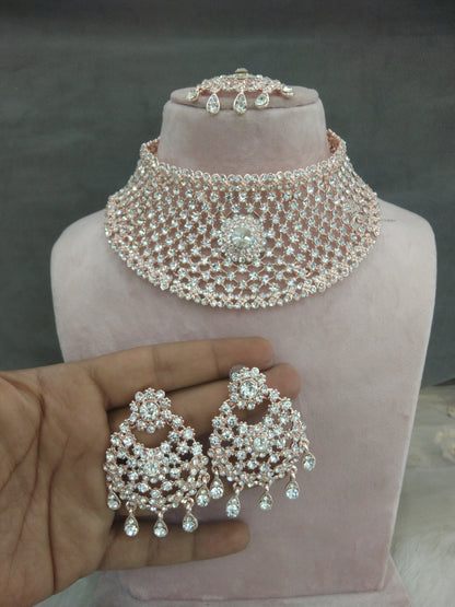 Silver choker Set/ Silver pink choker set Indian solo Jewellry