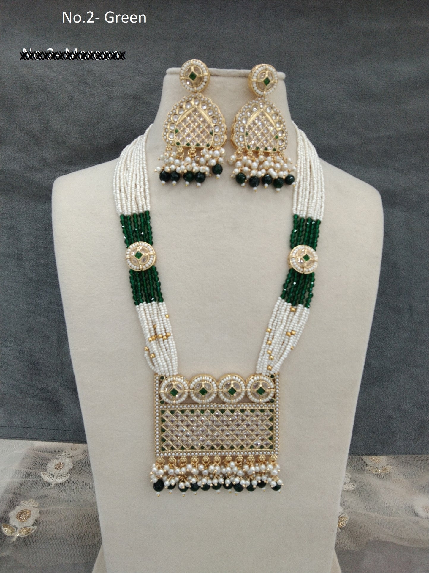 Antique gold green rani Haar Necklace Set/ Indian Jewellery/Long Necklace set