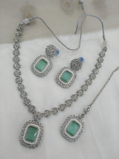 Mint silver necklace jewellery set/ necklace Indian rishi jewellery set