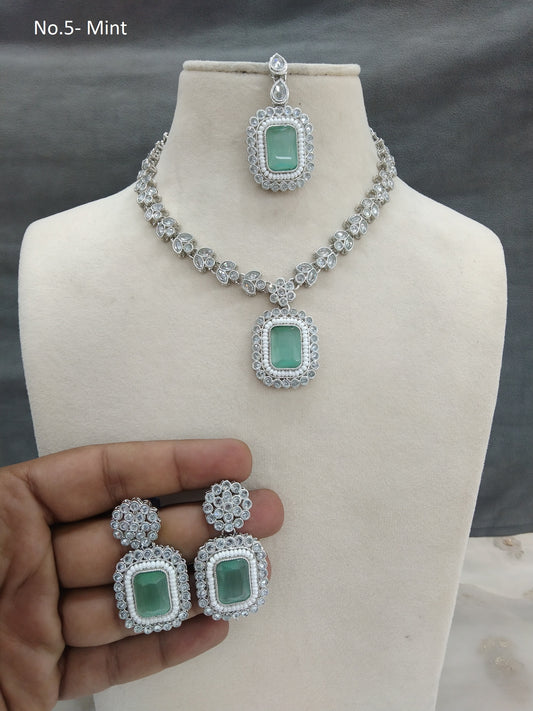 Mint silver necklace jewellery set/ necklace Indian rishi jewellery set