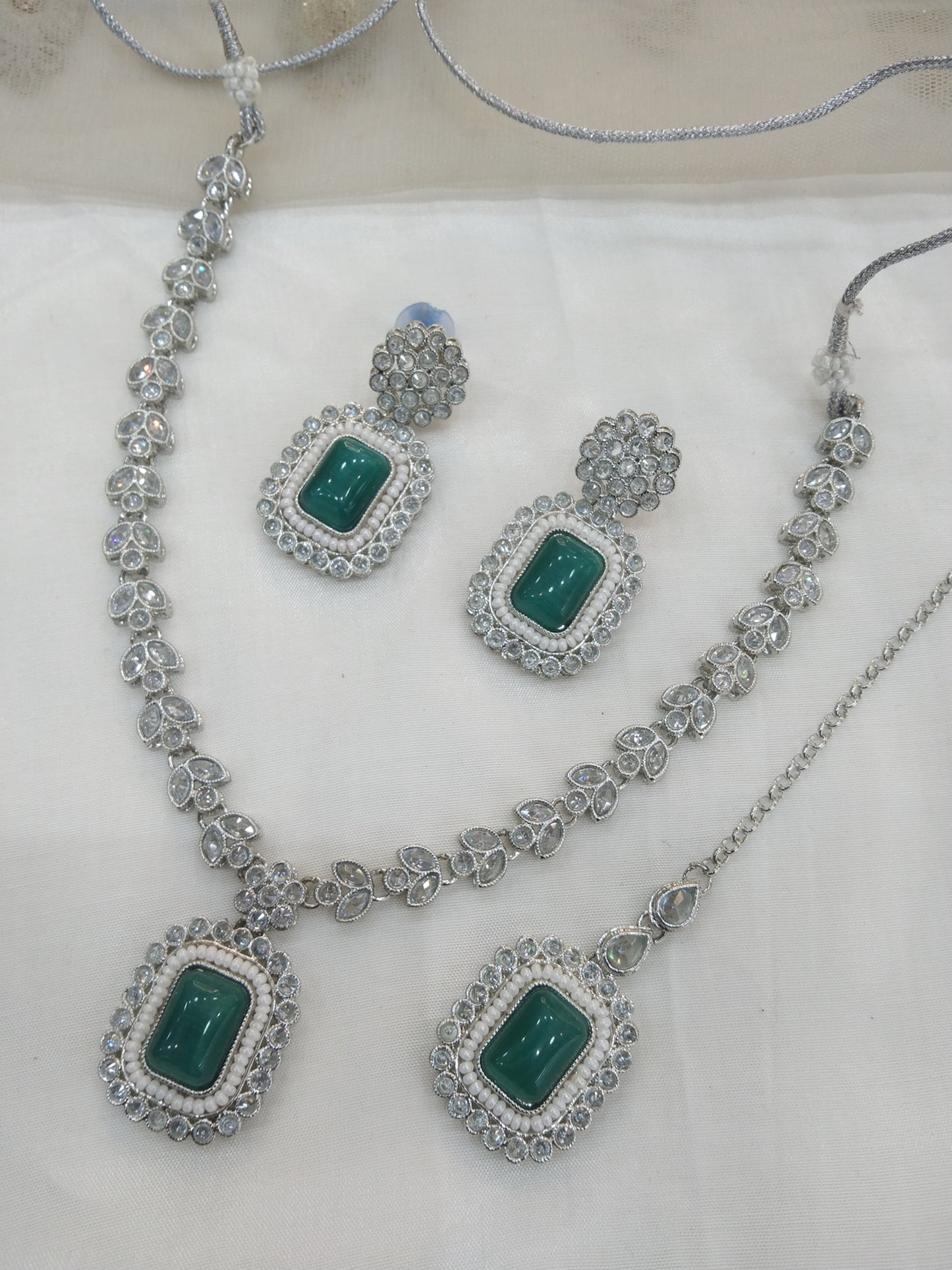 Rama green silver necklace jewellery set/ necklace Indian rishi jewellery set