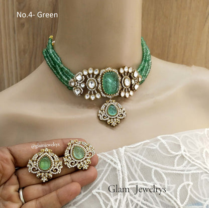 Next To Real Green Choker Indian Jewellery Sunita Wedding Set