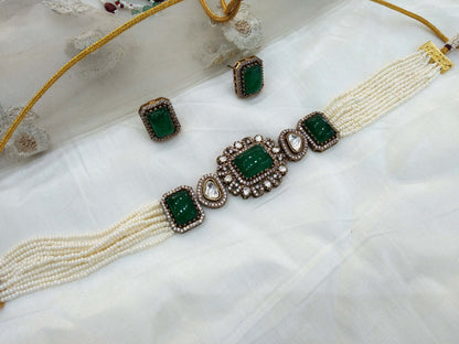 Next To Real green Choker Indian Jewellery Sunita Wedding Set