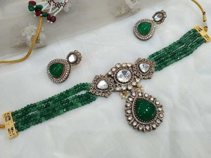 Next To Real Green Choker Indian Jewellery Sunita Wedding Set