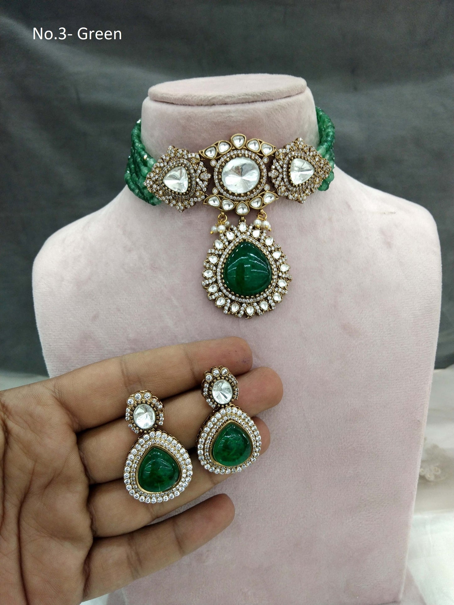 Next To Real Green Choker Indian Jewellery Sunita Wedding Set