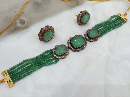 Pastel Green Next To Real Choker Indian Jewellery Sunita Wedding Set