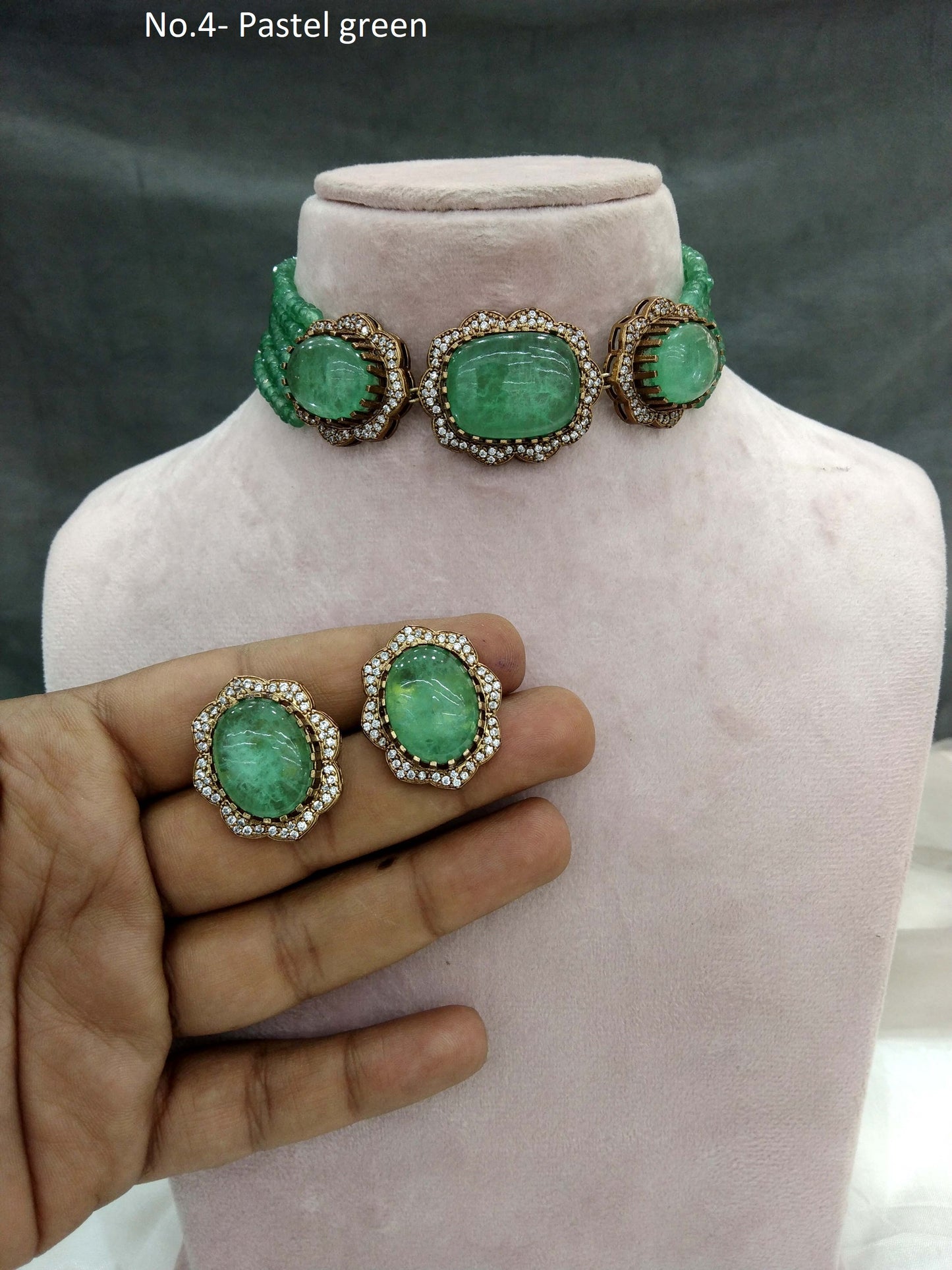 Pastel Green Next To Real Choker Indian Jewellery Sunita Wedding Set