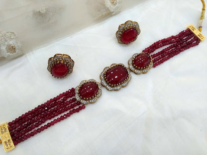 Ruby Next To Real Choker Indian Jewellery Sunita Wedding Set