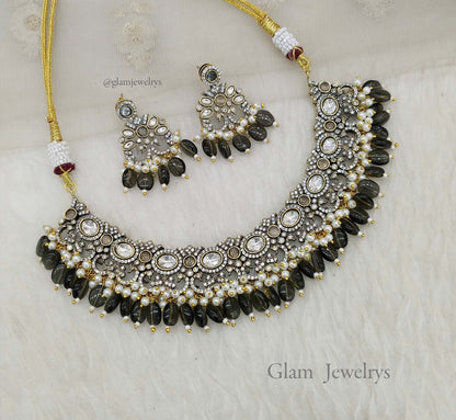 Mehndi Moissanite kundan  necklace Indian Jewellery Sunita Wedding Set