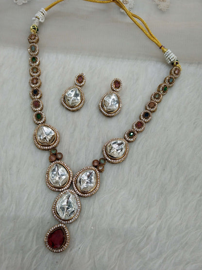 Next To Real Kundan Multicolor Gold necklace Indian Jewellery Shweta Wedding Set