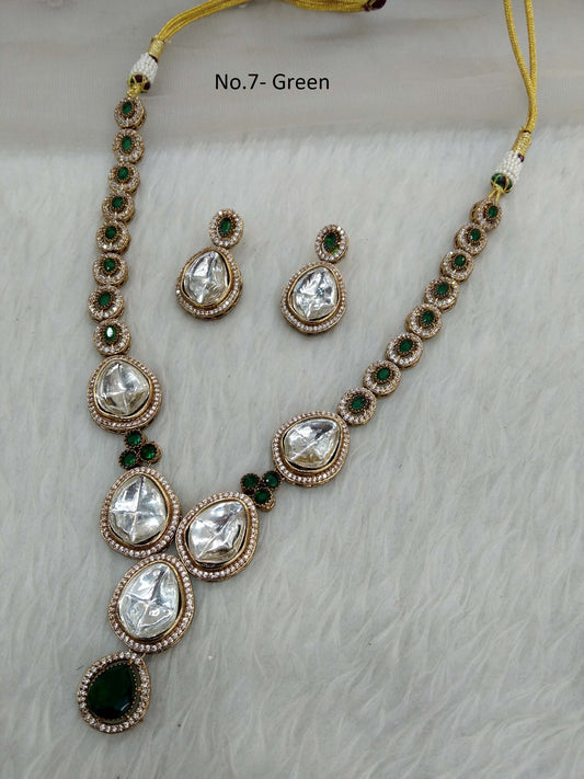 Next To Real Kundan Green Gold necklace Indian Jewellery Shweta Wedding Set