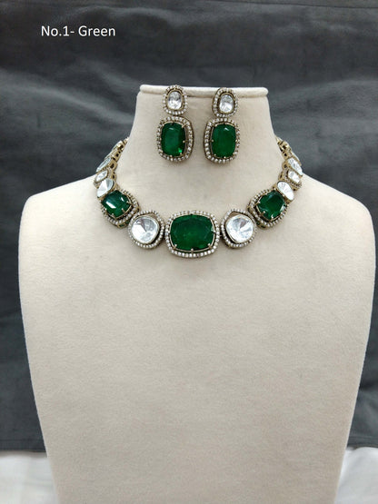 Next To Real Kundan Green Gold necklace Indian Jewellery Shweta Wedding Set