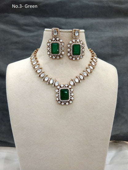 Green Next To Real Kundan Gold necklace Indian Jewellery Shweta Wedding Set