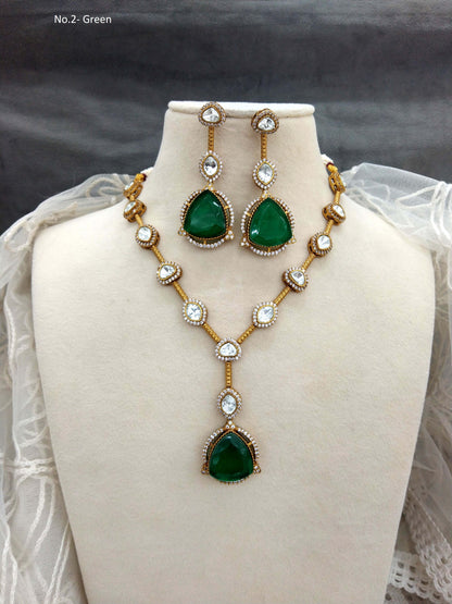 Green Next To Real Kundan Gold necklace Indian Jewellery Shweta Wedding Set