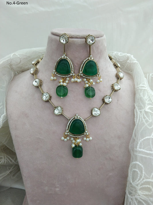 Indian  kundan Green necklace Indian Jewellery riya Wedding Set