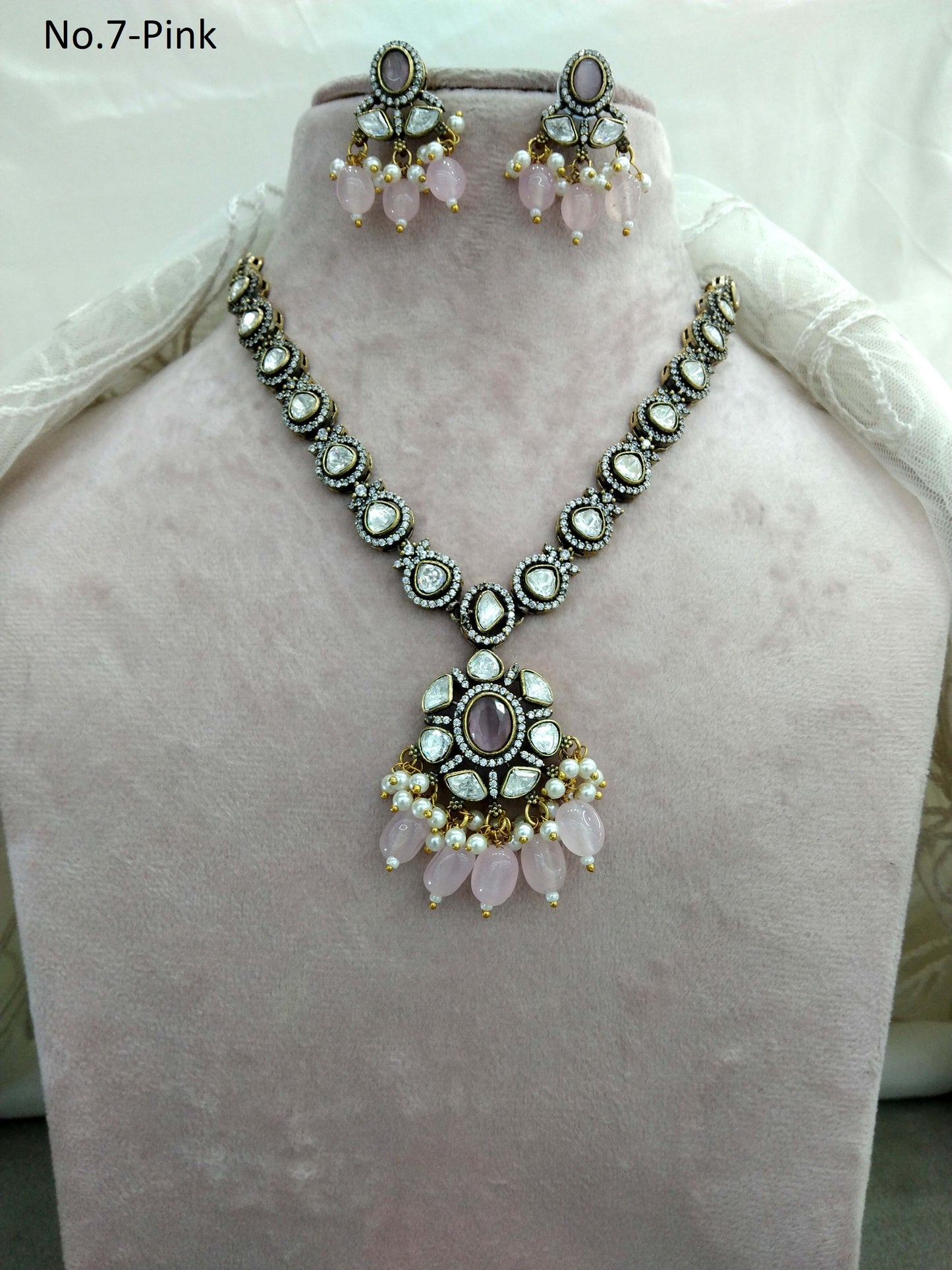 Pink Indian  kundan  necklace Indian Jewellery riya Wedding Set