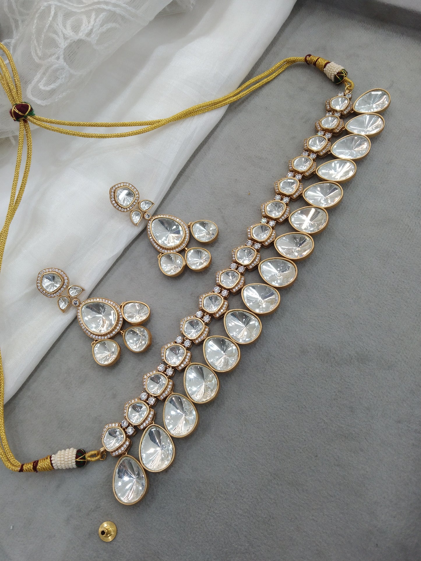 Indian Jewellery  kundan Gold White necklace Choker Set Indian Jewellery maya Wedding Set