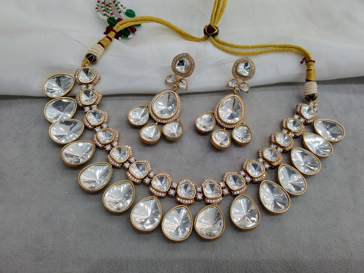 Indian Jewellery  kundan Gold White necklace Choker Set Indian Jewellery maya Wedding Set