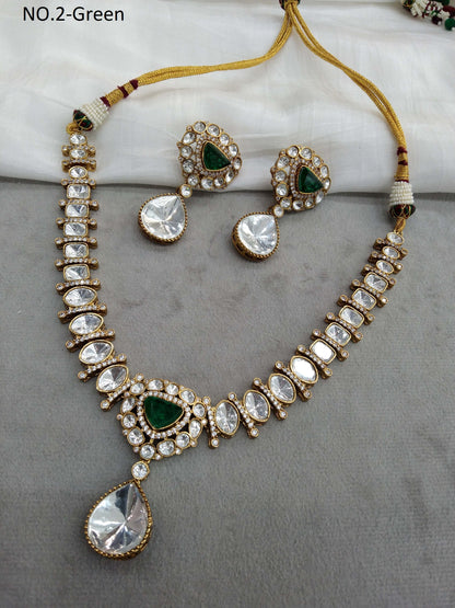 Indian Jewellery  kundan Green necklace Set Indian Jewellery maya Wedding Set