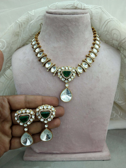 Indian Jewellery  kundan Green necklace Set Indian Jewellery maya Wedding Set