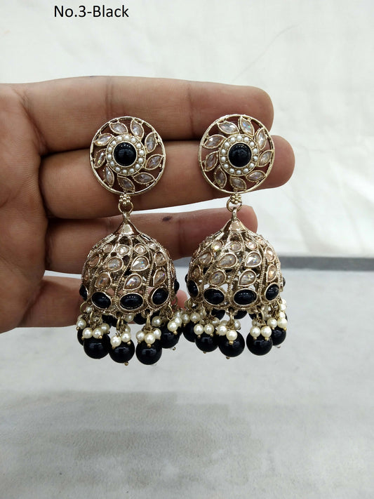 Indian Black jhumka Earrings Jewellery/  Punjabi Jhumka Earrings  Suman Set