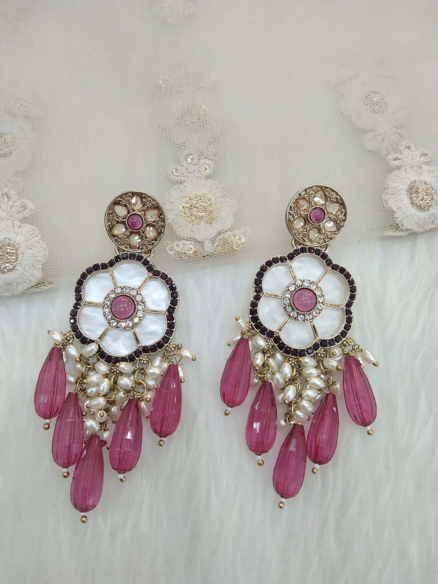 Rani Pink Indian Earrings Jewellery/ Earrings/ bollywood Earrings sital Set