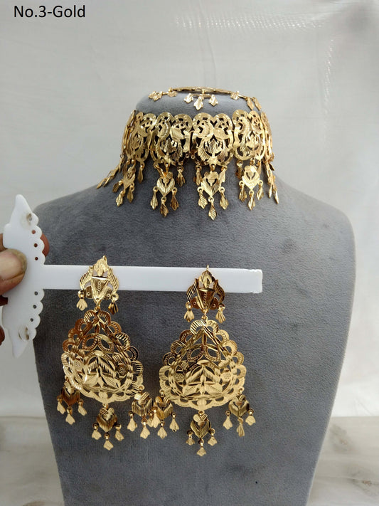 Indian Jewellery/Bridal Gold jadau choker pippal patti Set