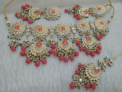 Indian Jewellery/ Gold Gajjri Bridal Kundan necklace Set Indian Eric Bridal Jewellery  kundan Necklace set