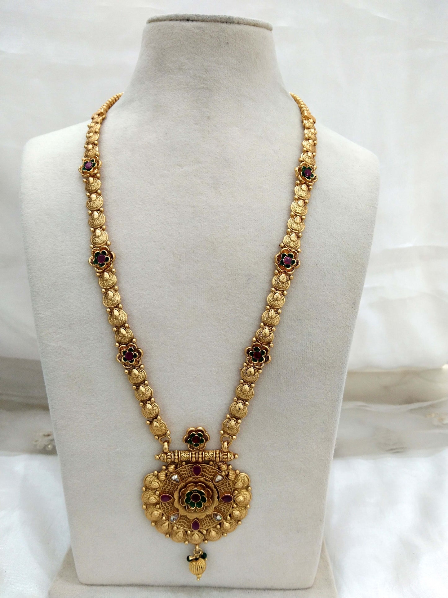 Indian Polki Long Rani haar Necklace set  Jewellery /Bollywood Style Gold Finish South Indian wedding bridal Jewellery/gift for her