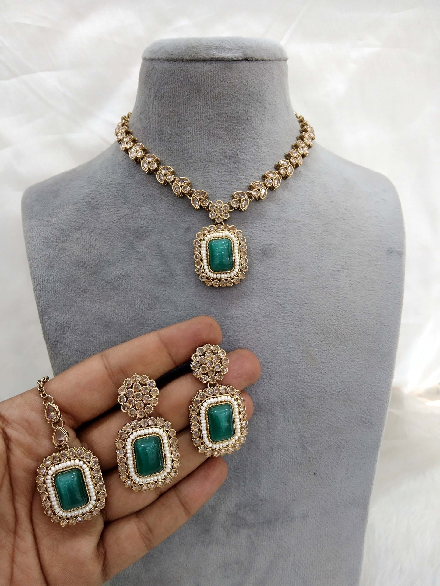 Rama Green indian jewellery Rama Green necklace set/ necklace Indian rishi jewellery set