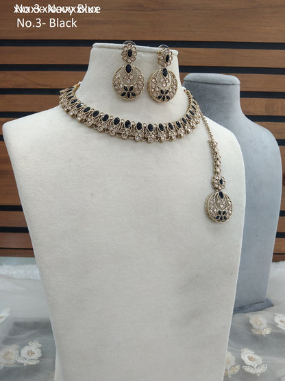 Antique Gold Black Necklace Set Indian Bridal Eshani Jewellery Online