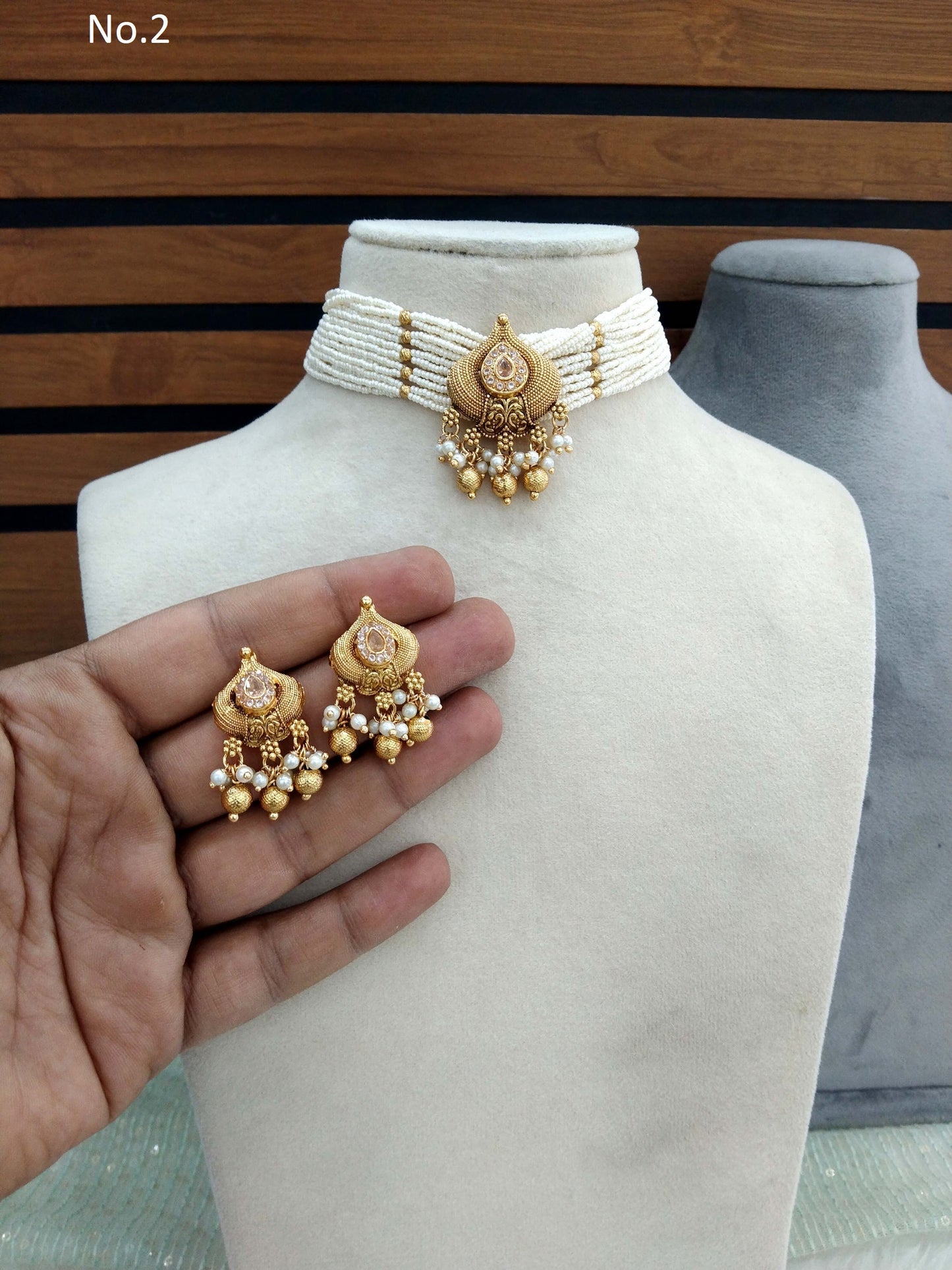 Gold Polki Necklace Set Indian Rossy Jewellery