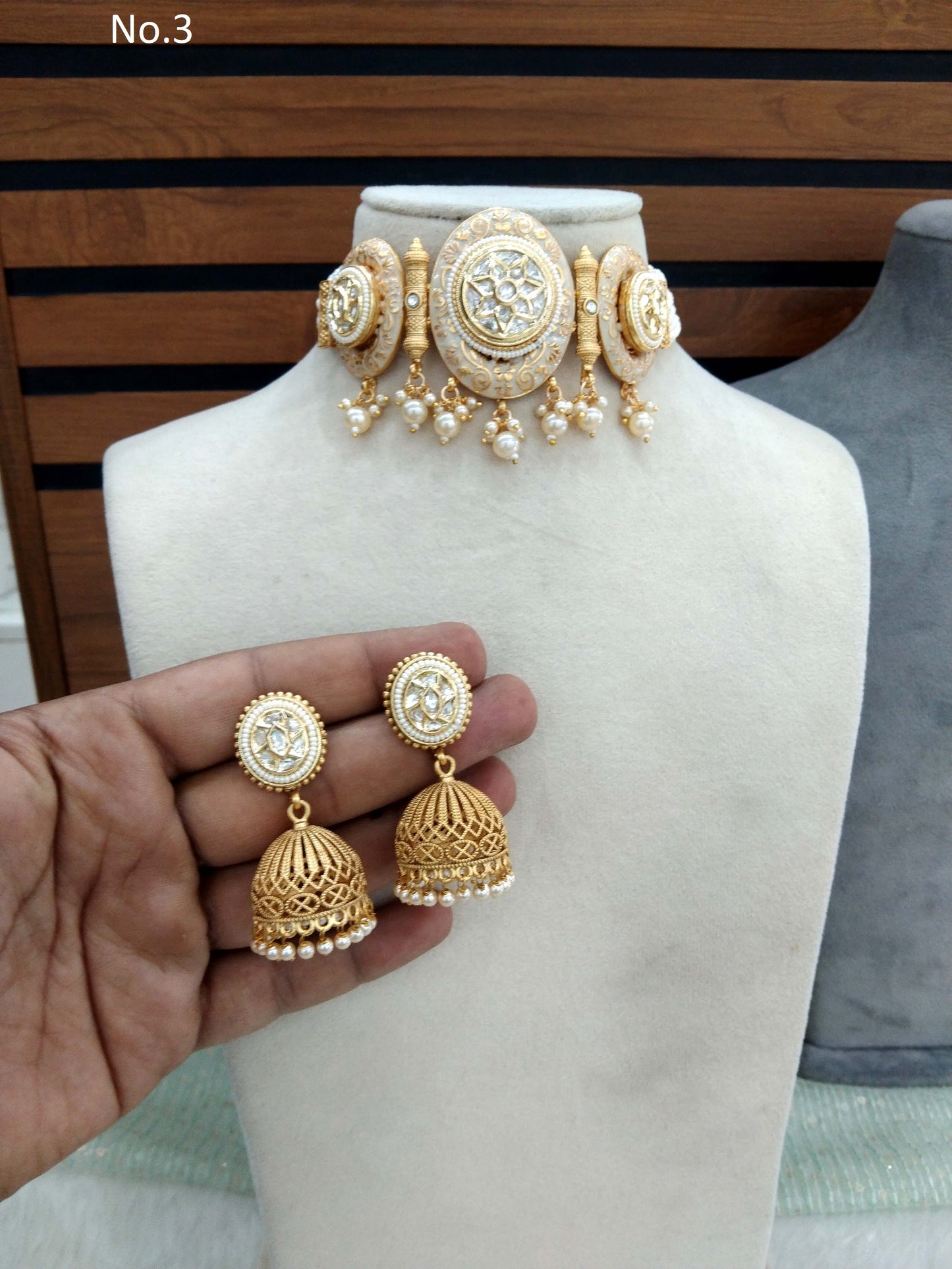 Gold Polki Necklace Set Indian Rossy Jewellery