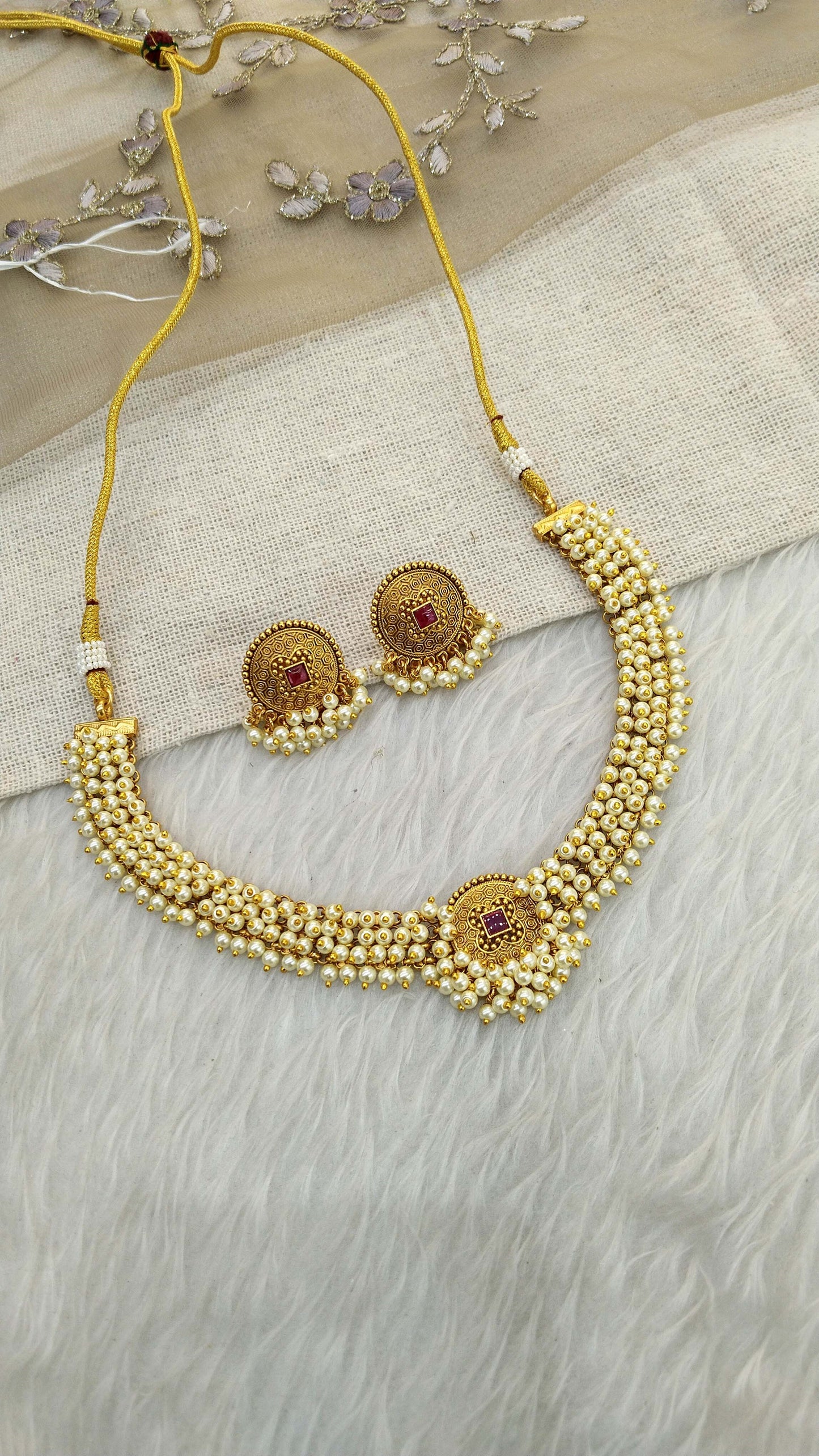 Gold polki Necklace set/ Gold Necklace Amira set