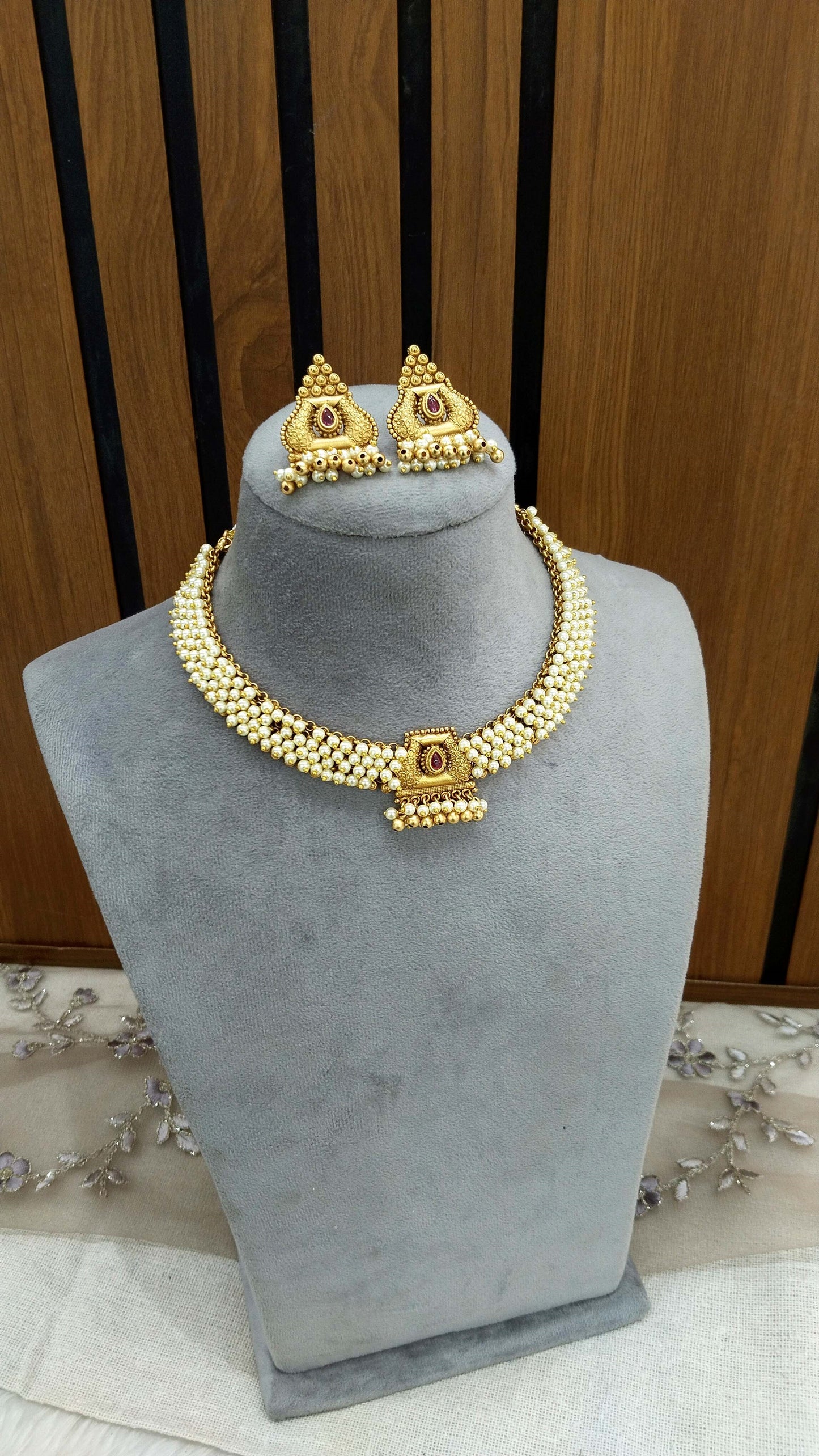 Gold polki Necklace set/ Gold Necklace Amira set