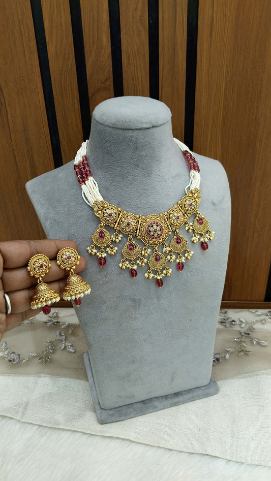 Gold polki Necklace set/ Gold Necklace Amira set