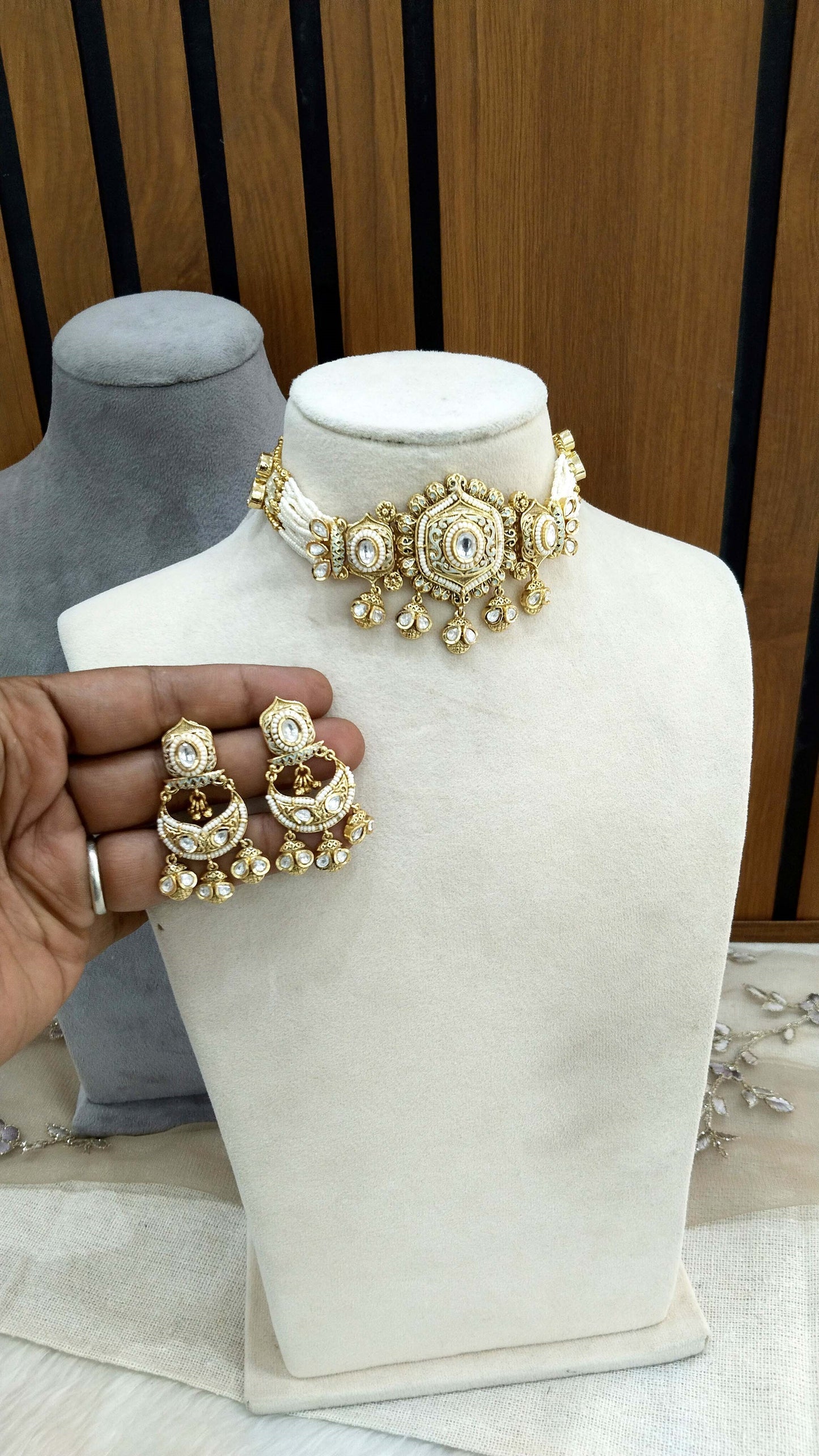 Gold polki choker set/ Gold choker Amira set