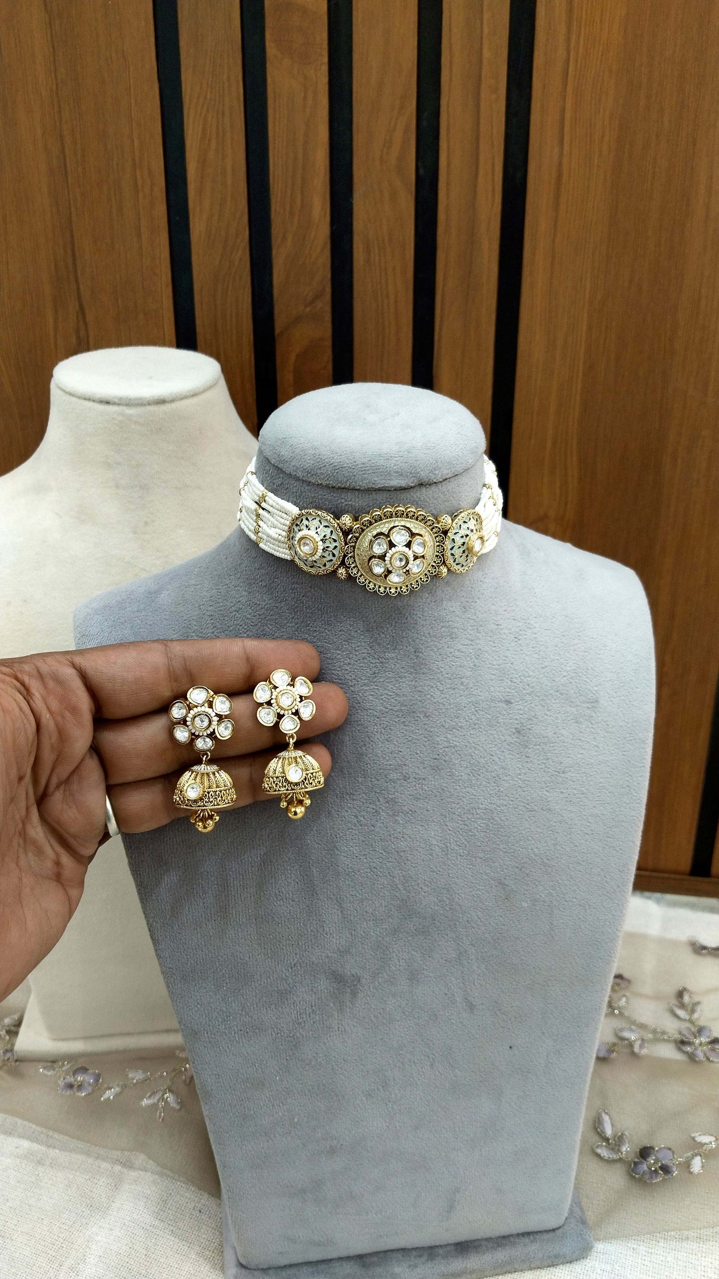 Gold polki choker set/ Gold choker Amira set