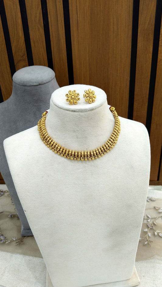 Gold polki Necklace set/ Gold Necklace Arya set