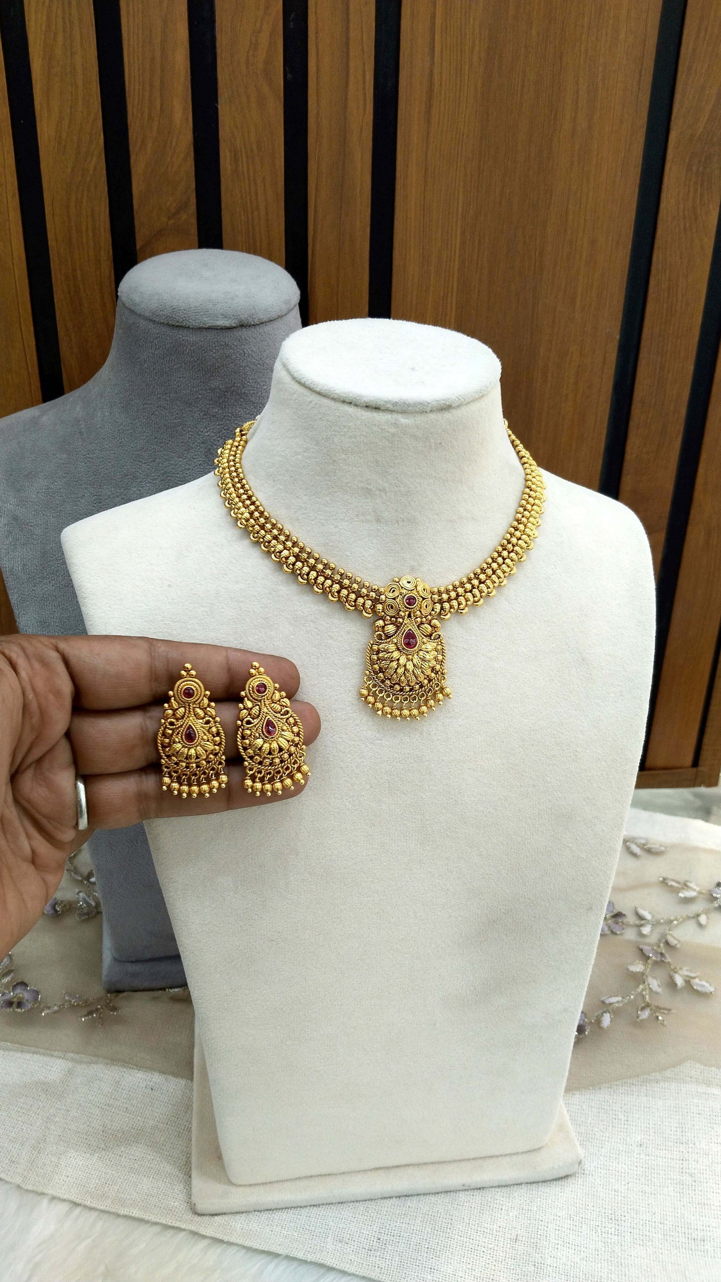 Gold polki Necklace set/ Gold Necklace Arya set