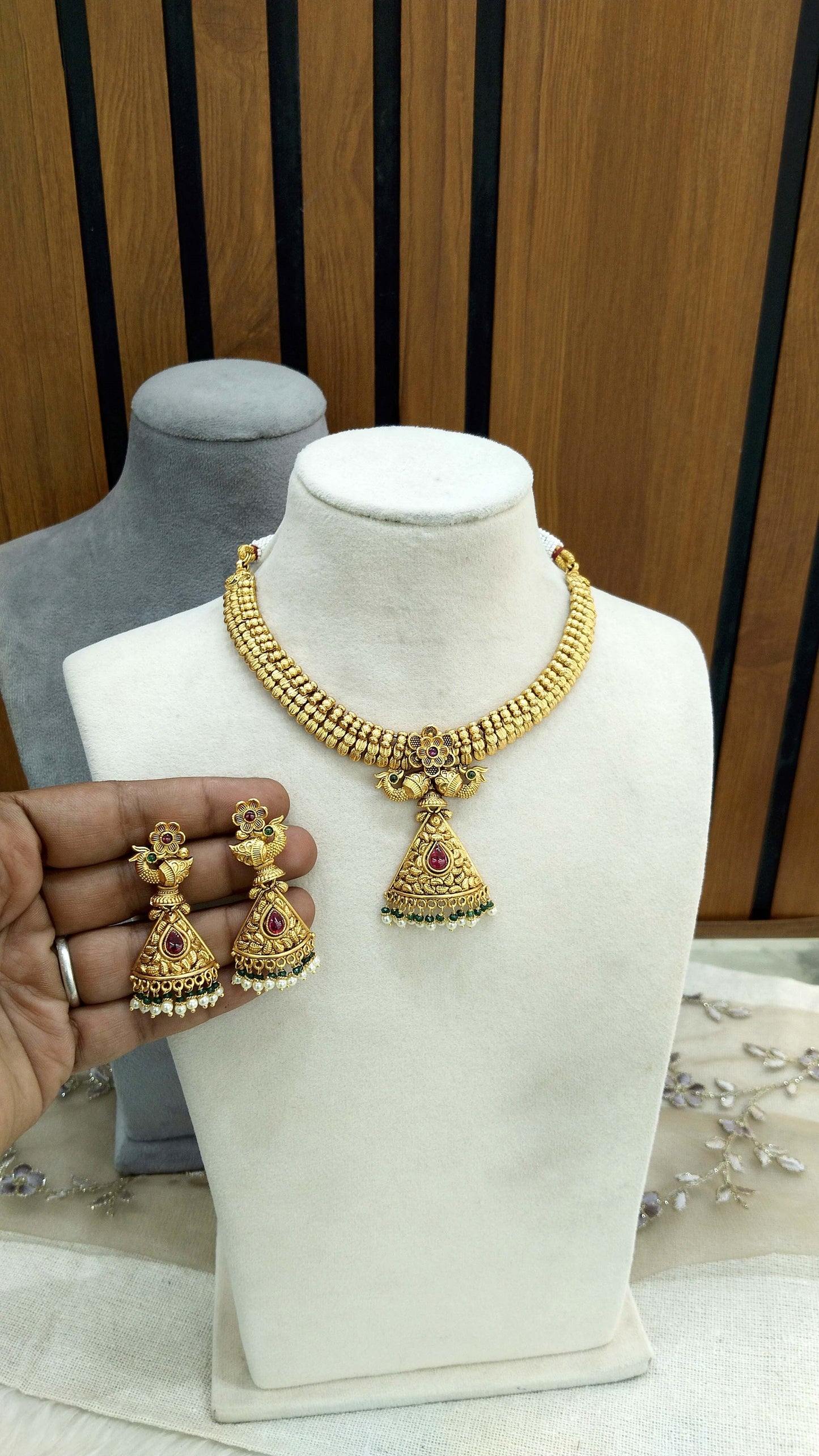 Gold polki Necklace set/ Gold Necklace Arya set